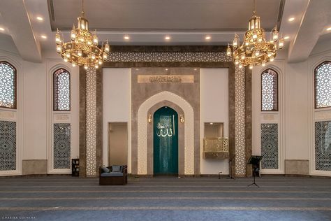 MASJID INTERIOR PHOTOGRAPHY on Behance Masjid Ceiling Design, Mosque Interior Design Mihrab, Mosque Interior Design Modern, Mehrab Design Mosque, Mosque Design Interior, Masjid Mehrab Design, Mihrab Design Modern, Mosques Interior, Modern Mosque Interior