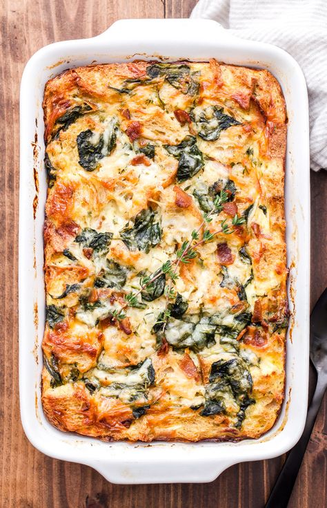 Cheese Strata Recipe, Strata Recipes Breakfast, Recipe Runner, Easy Easter Brunch Recipes, Strata Recipe, Cheese Strata, Easy Easter Brunch, Spinach Bread, Strata Recipes