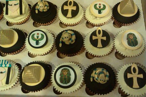 Egyptian cupcakes Egyptian Cupcakes, Egyptian Themed Party, Birthday Tips, Egyptian Party, Egyptian Theme, Royal Baby Showers, Food Artists, Cake Decorating Designs, Lace Jacket