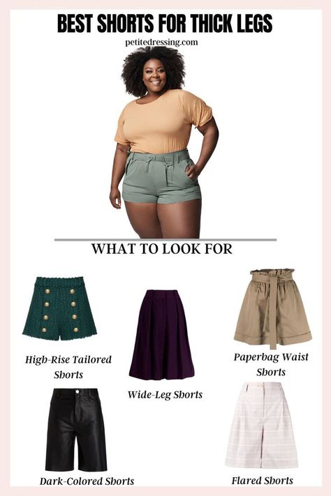 The Complete Shorts Guide for Thick Legs Hourglass Body Shape Fashion, Hourglass Figure Outfits, Apple Body Shape Outfits, Self Consciousness, Apple Body Shapes, Short And Thick, Stylish Shorts, A Line Shorts, Tailored Shorts