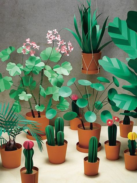 Plantes en papier Paper Cactus, Diy Flores, Fleurs Diy, Paper Plants, Origami Flowers, Paper Flowers Diy, Diy Plants, 3d Paper, Paper Toys