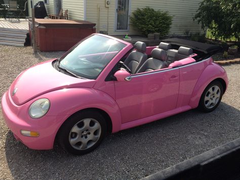 Pink Convertible Volkswagen Beetle  #Volkswagen Beetle Pink Advertising, Pink Vw Beetle, Pink Vehicles, Pink Volkswagen, Pink Volkswagen Beetle, Volkswagen Convertible, Pink Beetle, Vw Beetle Convertible, Pink Cars