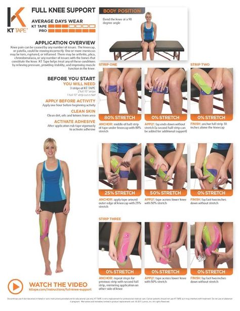 Full Knee Support: KT Tape helps treat any of these conditions by relieving pressure, providing stability, and improving muscle function in the knee #KTTape #physiotherapist #gymmotivation Kt Tape Knee, Knee Taping, Knee Meniscus, K Tape, Kt Tape, Kinesio Taping, Kinesiology Taping, Muscles In Your Body, Knee Exercises