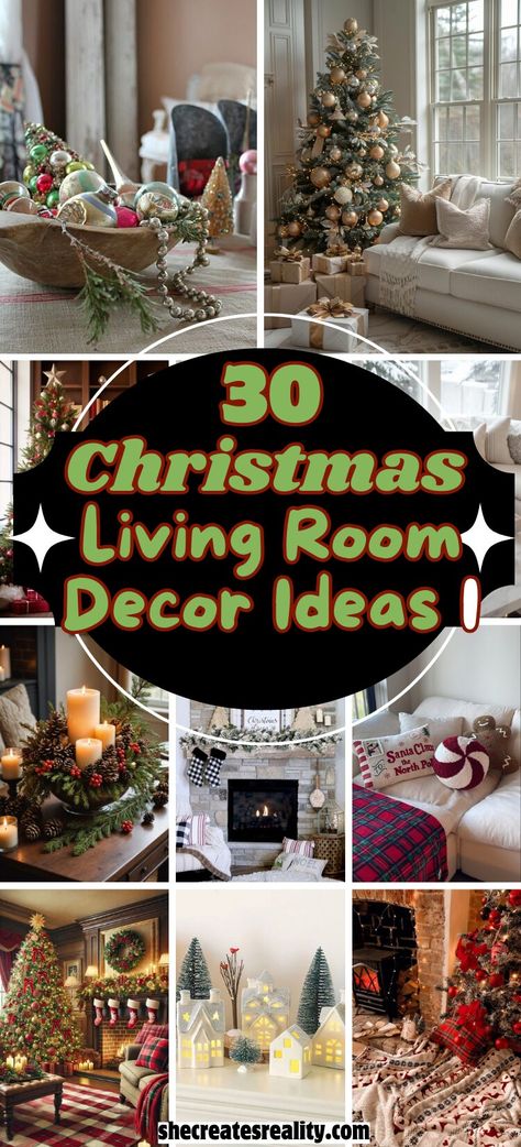 30 Stunning Christmas Living Room Decor Ideas You'll Love Living Room Style Cozy, Holiday Mantel Decor, Christmas Fireplace Mantels, Christmas Living Room Decor Ideas, Christmas Living Room Decor, Cozy Christmas Living Room, Holiday Living Room, Holiday Lanterns, Room Styling