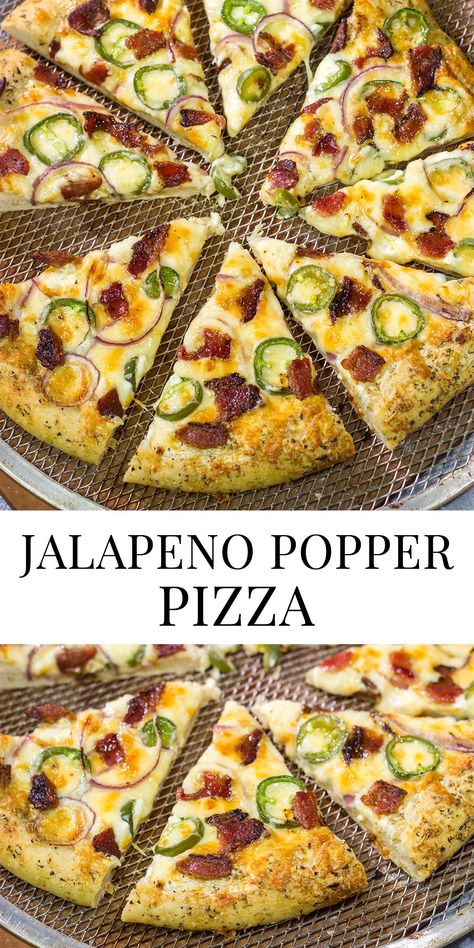 Jalapeno Popper Pizza | Mix things up with this unique + tasty pizza idea! Jalapeno Popper Pizza, Grilled Jalapeno Poppers, Unique Pizza Recipes, Friday Night Pizza, Bread Crackers, Grilled Pork Loin, Spicy Pizza, Tasty Pizza, Unique Pizza