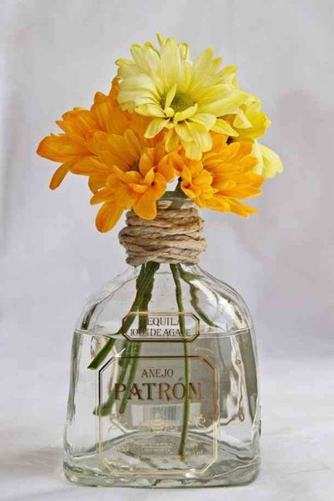 Patron Bottle, Liquor Bottle Crafts, Mexican Party Theme, Tequila Bottles, Fiesta Theme, 5 De Mayo, Mexican Party, Deco Floral, Fiesta Party