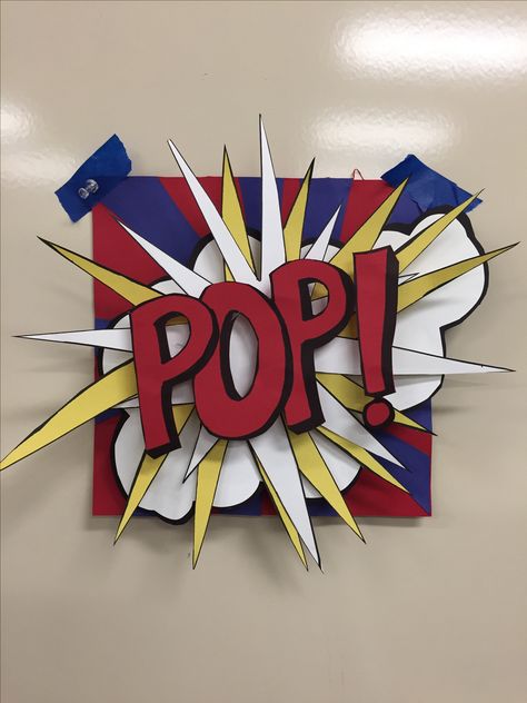 Onamonapia Pop Art, Pop Art 3d Projects, Pop Art Onomatopoeia, Pop Art Classroom, 8th Grade Art Projects, Pop Art Projects, Easter Tree Decorations Ideas, Images Pop Art, Comic Pop Art