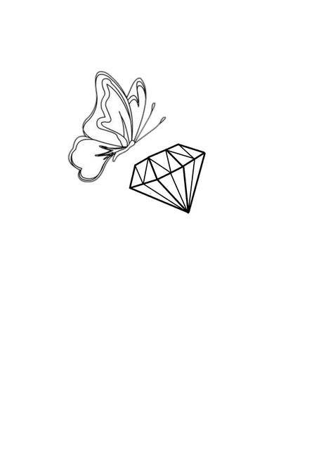 Butterfly And Diamond Tattoo, Tatoos Diamond Ideas, Diamond Tattoo Designs, Diamond Tattoo, Heaven Tattoos, Diamond Tattoos, Line Art Drawings, Butterfly Tattoo, I Tattoo