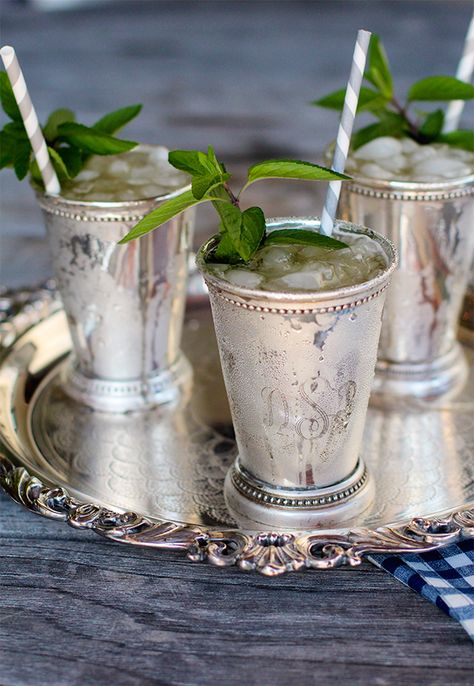 Get ready for the Kentucky Derby with a Classic Mint Julep Recipe by Camille Styles Julep Recipe, Mint Julep Recipe, Mint Sugar, Glass Garnish, Mint Julep Cups, Mint Simple Syrup, Run For The Roses, Kentucky Derby Party, Derby Party