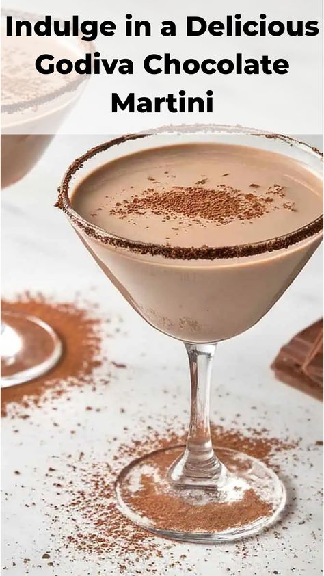 Indulge in the rich and decadent flavors of a Godiva Chocolate Martini with this delicious chocolate martini recipe! Made with velvety Godiva chocolate liqueur, smooth creme de cacao, and premium vodka, this cocktail is perfect for special occasions or treating yourself after a long day. The combination of creamy chocolate and hint of alcohol creates a luxurious drink that's sure to impress your guests or simply pamper yourself. Godiva Chocolate Martini Recipe, Butterscotch Martini Recipe, Creamy Chocolate Martini, Hot Chocolate Martini Recipe, Chocolate Caramel Martini Recipe, Chocolate Martini Recipe Easy, Chocolate Liquor Drinks, Chocolate Martini Recipe Godiva, Chocolate Liqueur Cocktail