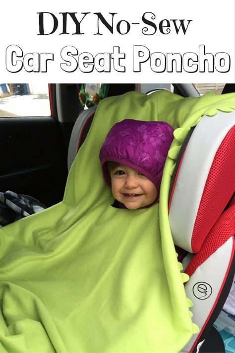 DIY No-Sew Car Seat Poncho -- could also do a two layer fleece with ties around edges Toddler Car Seat Poncho, Ikea Blanket, Poncho Diy, Sew Blankets, Toddler Poncho, Fleece Projects, No Sew Fleece Blanket, No Sew Blankets, Car Seat Poncho