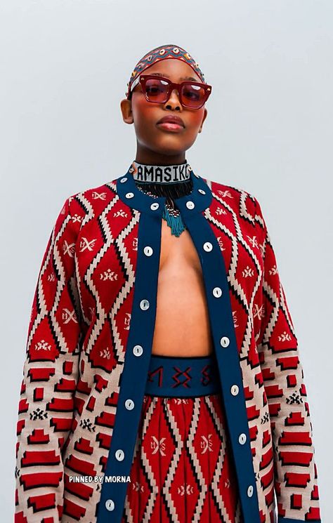 Maxhosa by Laduma - South Africa 🇿🇦 Maxhosa By Laduma, African Design, South African, South Africa, Varsity Jacket, Fashion Forward, Lookbook, Women Wear, Street Wear