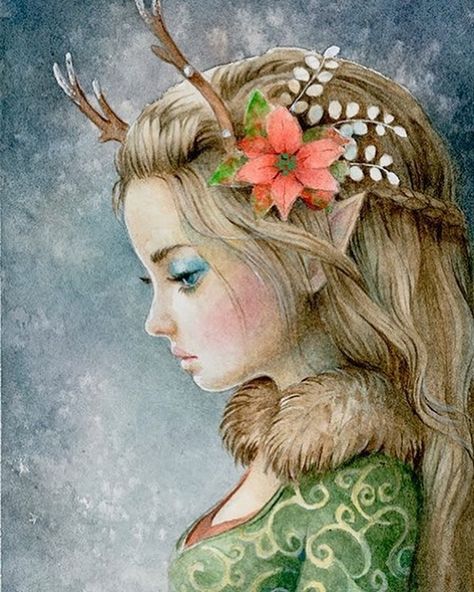 Winter Girl Illustration, Winter Fairy Art, Girl Illustration Art, Unicorns And Mermaids, Winter Girl, Fairy Artwork, Winter Fairy, Fairy Friends, Fairy Tattoo