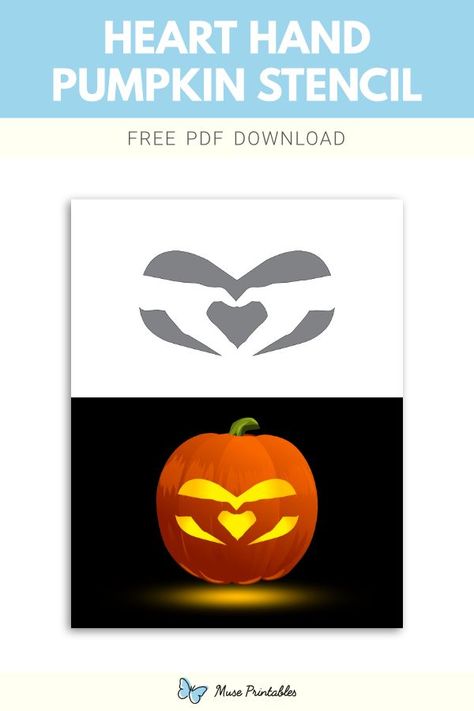 Free printable heart hand stencil for pumpkin carving. Download it at https://museprintables.com/download/pumpkin-stencil/heart-hand/ Heart Hands Pumpkin Carving, Pumpkin Carving Outlines Stencil, Rainbow Pumpkin Carving Template, Heart Carved Pumpkin, Tails Pumpkin Stencil, Meme Pumpkin Carving Templates, Printable Pumpkin Stencils, Pumpkin Stencils Free, Fake Candles