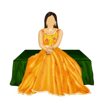 South Indian Wedding Caricature Couple, Haldi Cartoon Bride, Haldi Ceremony Illustration, Indian Bride Illustration, Haldi Caricature, Red Color Outfits, Cartoon Bride, Lehenga Traditional, Bride Haldi