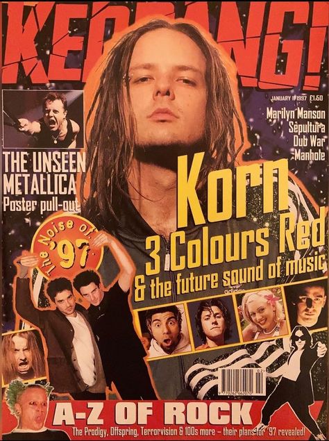 2000s Magazine Aesthetic, Korn Minimalist Poster, Korn Poster Aesthetic, Korn Posters, Korn Album Covers, Korn Poster, Korn Magazine Cover, Korn Band Posters, Korn Magazine