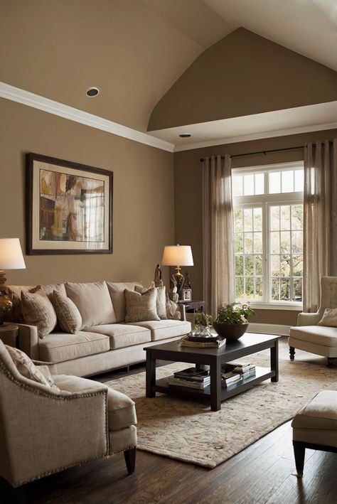 Discover the perfect combination of coziness and sophistication with Latte SW 6108, the top choice for wall paint in 2024. Explore daily interior designer routines and decor tips for creating a space of cozy elegance. #Ad #homedecor #homedesign #wallpaints2024 #Painthome #interiorarchitecture Wall Colors Green Living Room Colors Bright Living Room Colors Apartment Renovation Living room Remodeling Modern Paint Colors 2024 Living Room With Brown Walls, Mocha Paint Colors Living Room, Sitting Room Ideas Color Schemes Cozy, Latte Wall Color, Wall Color Ideas For Living Room, Tan Living Room Ideas, Tan Walls Living Room, Tuscan Paint Colors, Colorful Living Room Bright