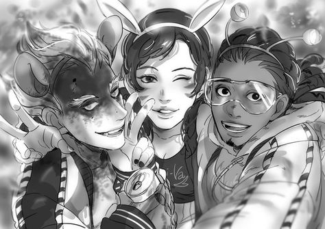 Junkrat Dva And Lucio, D Va And Lucio, Lucio Junkrat, 3 Pretty Best Friends, Overwatch Family, Rwby Future, D Va Fanart, Lucio Overwatch, Cute Overwatch