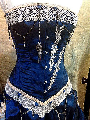 Steampunk Corset, Steam Punk, White Lace, Steam, Lace, Blue, White