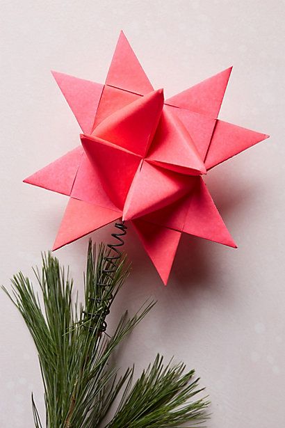 Origami Star Tree Topper - anthropologie.com #anthroregistry Origami Tree, Origami Star Paper, Diy Tree Topper, Christmas Tree Toppers Lighted, Vintage Christmas Tree Toppers, Origami Star, Diy Christmas Tree Topper, Christmas In Europe, Youth Club