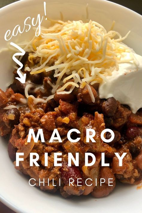 Simple Chili Recipe | Macro Friendly | Simply Noel Macro Friendly Chili, Macro Meal Planning, Simple Chili Recipe, Clean Eating Meal Planning, Simple Chili, Budget Clean Eating, Macro Friendly Meals, Macro Meal Plan, Macro Nutrition