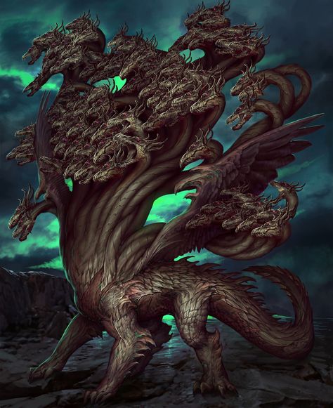 ArtStation - 100 headed dragon, Mircea Nicula Hydra Monster, Fantasy Beings, Greek Monsters, Legendary Dragons, Beast Creature, Dragon Artwork Fantasy, Creatures Art, Creature Artwork, Fantasy Beasts