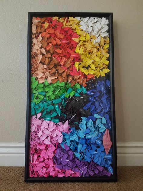 1000 Paper Cranes Display, 1000 Cranes Display, Paper Crane Art, Origami Display, 1000 Origami Cranes, Rainbow Wedding Theme, Origami Collection, 1000 Paper Cranes, Origami Decor