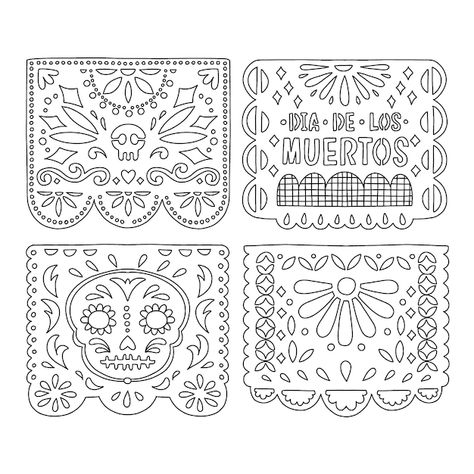 Vector gratuito ilustración de página pa... | Free Vector #Freepik #freevector #noviembre #papel-picado #ilustraciones #coloring Papel Picado Drawing, Crochet Papel Picado Pattern, Papel Picado Coloring Pages, Diy Papel Picado, Free Papel Picado Template, Black Papel Picado, Dia De Los Muertos Decorations Ideas, School Coloring Pages, Templates Printable Free