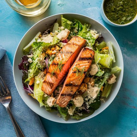 Salmon Caesar Salad


🐟✨ Dive into a sea of flavor with our irresistible salmon recipes! Today, we're highlighting a variety of salmon dishes that are sure to elevate your culinary adventures. From light and refreshing to rich and indulgent, these recipes will make your taste buds sing. 🍽️🌟

🌿🍋 Check out our top salmon picks:

Salmon Caesar Salad 🥗🐟 - Crisp romaine, creamy Caesar dressing, and perfectly grilled salmon come together in this delightful salad.

Baked Dijon Salmon 🍯🌿 - Tender sal... Salmon Caesar Salad, Pasta Salad Salmon, Creamy Caesar Dressing, Perfect Salmon, Dijon Salmon, Caesar Salad Recipe, Romaine Lettuce Salad, Salmon Dinner, Croutons Homemade