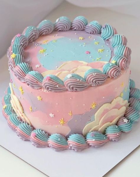 Cloud Cake, Mini Cakes Birthday, Cute Baking, Creative Birthday Cakes, Pretty Birthday Cakes, Cute Birthday Cakes, Cute Desserts, Rainbow Cake, Vintage Cake