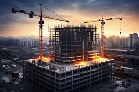 Highrise construction site architecture building city.  | premium image by rawpixel.com Site Architecture, Crane Construction, Construction Crane, Image Cloud, Concrete Buildings, Concrete Construction, Building Images, Building Site, Building Construction