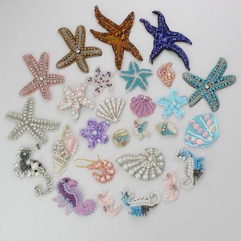 Just found this amazing item on AliExpress. Check it out! $6.63  15％ Off | 2PCS Exquisite Handmade Rhinestone Bead Sequin Patch SeaStar Shell Sea Horse Shrimp Badge Sew Crystal Embroidered Accessories, Sequin Patch, Sea Horse, Rhinestone Bead, Jellyfish, Sequin, Shells, Digital Art, Horses