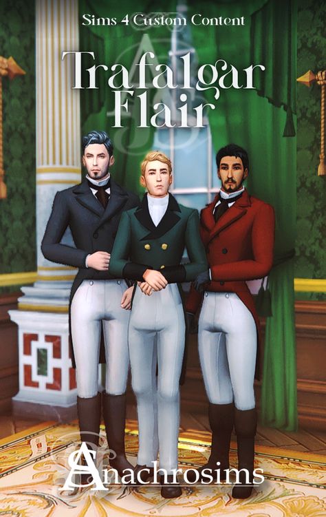 [TS4CC] Trafalgar Flair: 2 Regency-Era Masc Outfits | Patreon Midevil Cc Sims 4, Sims 4 Cc Bridgerton Clothes, Sims 4 Regency Cc Men, The Sims 4 Regency Cc, Regency Sims 4, Regency Cc Sims 4, Regency Era Sims 4 Cc, Sims 4 Cc 1800s Clothes, Regency Sims 4 Cc