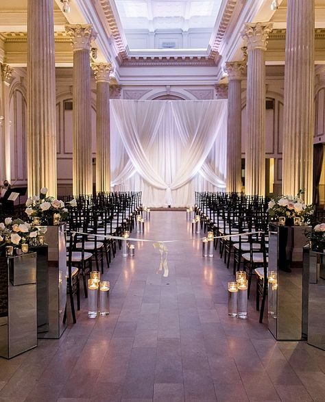 Wedding Ceremony Setup Indoor, Modern Wedding Venue Ideas Indoor, Wedding Ceremony Indoor, Ceremony Decorations Indoor, Wedding Ceremony Setup, Indoor Wedding Ceremony, Bride Vibes, Wedding Ceremony Seating, Wedding Alters