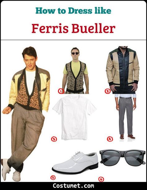 Ferris Bueller Costume for Cosplay & Halloween 2021 Ferris Bueller Costume, 80s Style Outfits, Crazy Halloween Costumes, 80s Fancy Dress, 80s Outfits, Movie Outfits, Ferris Bueller, Grey Slacks, 80s Outfit