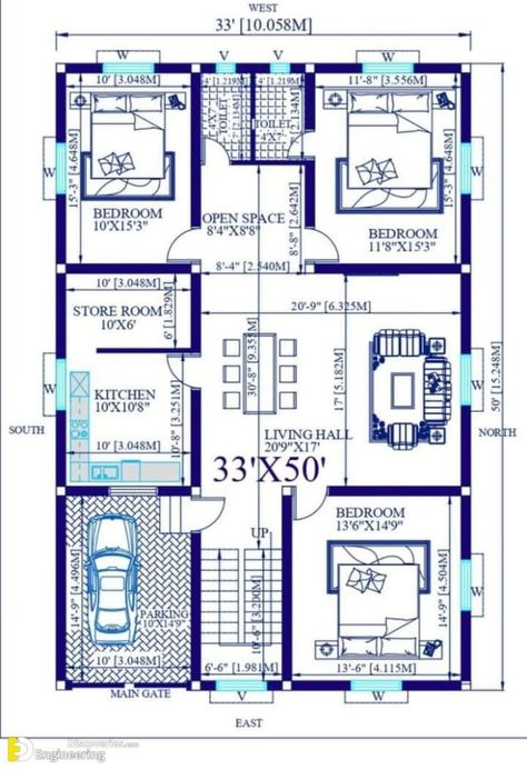 Fantastic House Plan Ideas Choose Best For Your Area | Engineering Discoveries 35x70 House Plans, North Facing Plan, Small House Design Floor Plan, 40x60 House Plans, East Facing House Plan, 2d Floor Plan, 2bhk House Plan, Indian House Plans, House Outer Design