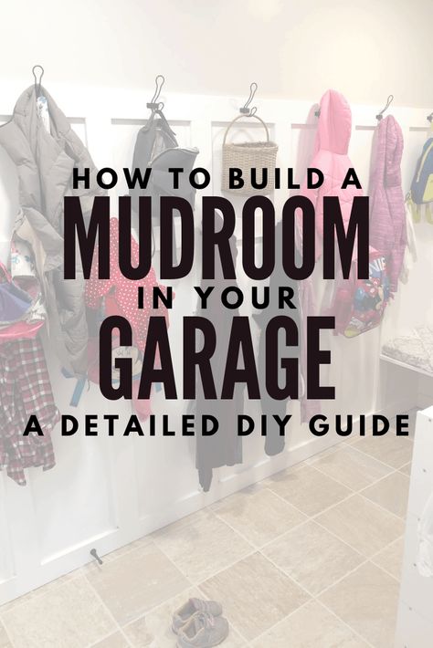 When we moved we knew we needed to improve the mudroom situation. There was just nowhere to hang up all of the jackets and keep all of the shoes. So, after spending lots of time trying to come up with how to gain space in our house for a mudroom, we decided to utilize garage space and build an enclosed mudroom. Here is our mudroom transformation to give you some ideas and inspiration for your own DIY mudroom. Enclosed Mudroom, Mud Room Addition, Garage Shoe Storage, Mudroom Ideas Diy, Mudroom Addition, Garage Laundry Rooms, Mud Room Garage, Garage Entryway, Garage Storage Inspiration