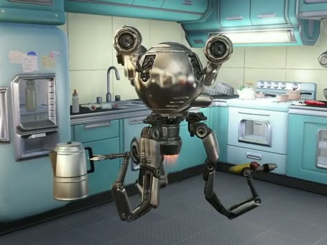 Fallout 4 Codsworth, Fallout Prewar Aesthetic, Codsworth Fallout, Fallout Kitchen, Fallout Robots, Fallout Lore, Fallout Tattoo, Gaming Profile, Fallout 4 Settlement Ideas