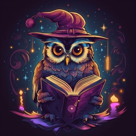 Owls And Witches Vectors, Photos and PSD files | Free Download Halloween Windows, Owl Wallpaper, Owl Illustration, Reading A Book, Witchy Vibes, A Witch, Creative Words, Witch Hat, Psd Files