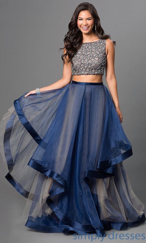 Terani Two Piece Floor Length Gown - Brought to you by Avarsha.com Pretty Lehengas, Rok Tile, Terani Dresses, Chic Prom Dresses, Indian Outfits Lehenga, Formal Prom Dresses, Lehnga Dress, Prom 2024, Prom Dresses 2015