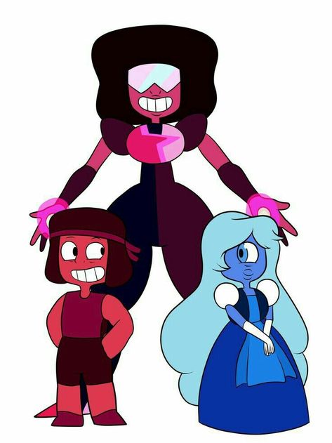 Ruby "Garnet" Sapphire From Steven Universe Sapphire Steven Universe, Garnet Steven Universe, Steven Universe Characters, Steven Universe Gem, Transformers Artwork, Steven Universe Fanart, Cartoons Series, Doll Repaint, Cartoon Shows