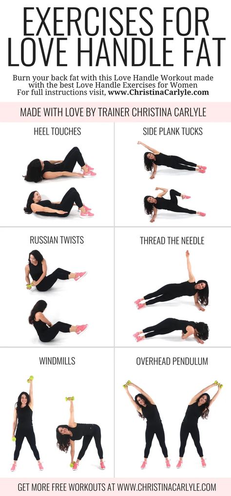 Exercises for Love Handles | Best Exercise for Love Handles and Back Fat in one quick and easy Workout Routine for Women and Beginners from trainer Christina Carlyle https://christinacarlyle.com/exercises-get-rid-love-handles/ Beachbody Workout, Cardio Yoga, Motivasi Diet, Pilates Workout Routine, Love Handle Workout, Back Fat Workout, Workout Bauch, Workout Routines For Women, Makanan Diet