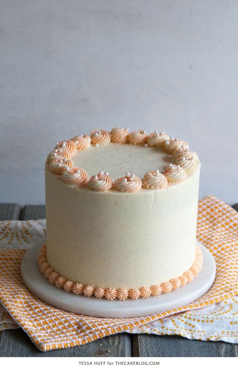 Orange Creamsicle Cake | The Cake Blog Orange Frosted Cake, Birthday Cake Icing Ideas, Simple Vanilla Cake Design, Simple Orange Cake, Orange Color Cake, Birthday Cake Orange, Orange Creamsicle Cake, Mascarpone Buttercream, Orange Cakes