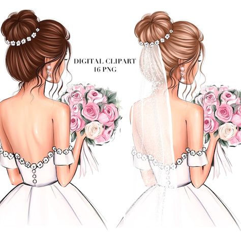 Edible Print Cake, Bride Illustration, Bride Clipart, Edible Paper, Diy Roses, Wedding Illustration, Shower Bebe, Custom Portrait, Portrait Illustration