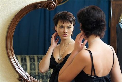 Woman Looking Into Mirror, Looking Into Mirror, Mirror Drawings, Mirror Photography, Facial Rejuvenation, Gain Confidence, How To Gain, Woman Looking, Human Poses Reference