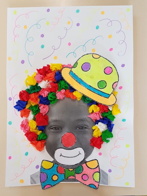 Clown Art Preschool, Circus Art And Craft, Carnaval Activities For Kids, Carneval Kids Crafts Ideas, Circus Themed Sensory Bin, Circus Themed Art Projects, Clown Crafts For Toddlers, Circus Ideas For Preschool, Fair Art Projects For Kids