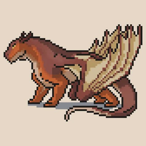 or any mudwing I'd love to make this with my beads Wings Of Fire Pixel Art, Pixel Dragon Art, Wings Of Fire Perler Beads, Dragon Pixel Art, Pixel Art Dragon, Pixel Dragon, Fire Fanart, Winged Cat, Dragon Drawings