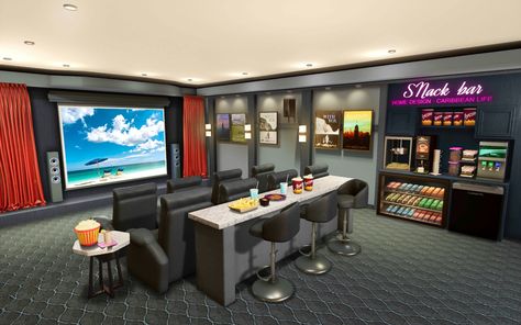 Movie Room Ideas Small Home Theaters, Home Theater Snack Bar, Small Movie Room, Theater Room Ideas, Small Theatre Room, Theatre Rooms, Bedroom Organization Tips, Sport Room, Theatre Room Ideas