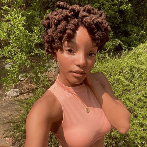 If you're looking for ways to style your short locs, we've got you covered. Find 16 short loc hairstyles inside. Halle Bailey Icons, Ponytail Locs, Short Loc Hairstyles, Chloe And Halle, High Updo, Loose Buns, Short Locs, Loc Hairstyles, Two Strand Twists