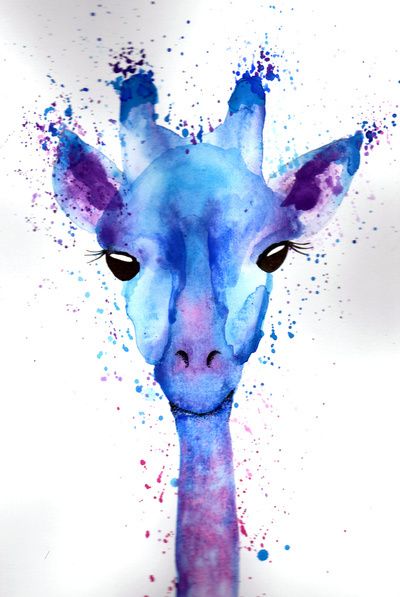 giraffe Tumblr Tattoo, Watercolor Giraffe, Blue Giraffe, Giraffe Illustration, Giraffe Art, Art Tumblr, A Giraffe, Cute Giraffe, Illustration Watercolor